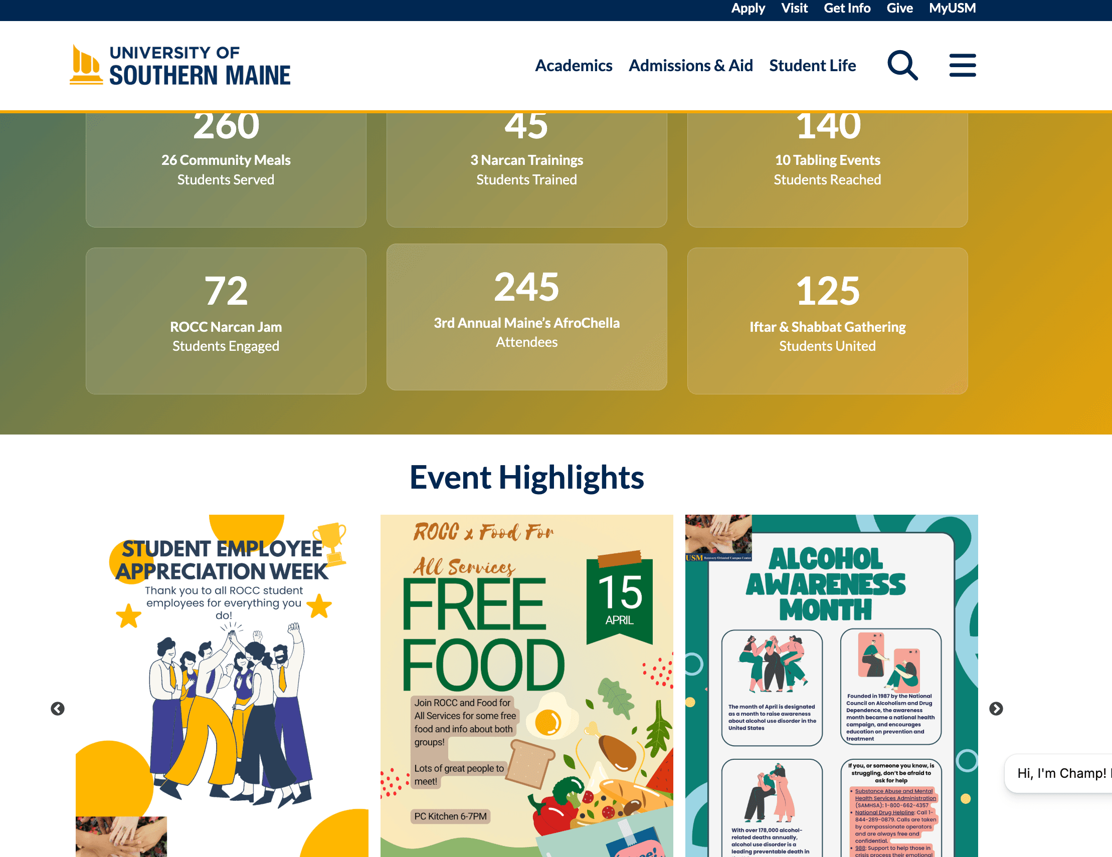 University of Southern Maine , ROCC website